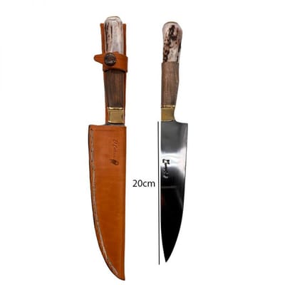 CUCHILLO 20CM ASTA DE CIERVO Y MADERA, VAINA COMUN