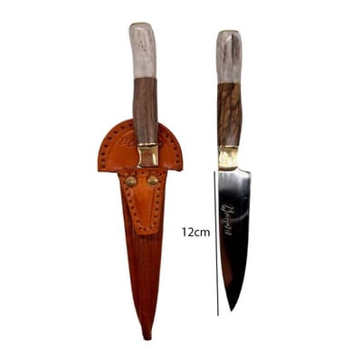 CUCHILLO 12CM ASTA DE MADERA Y VAINA TIENTO