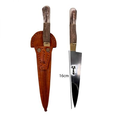 CUCHILLO 16CM ASTA DE MADERA Y VAINA TIENTO