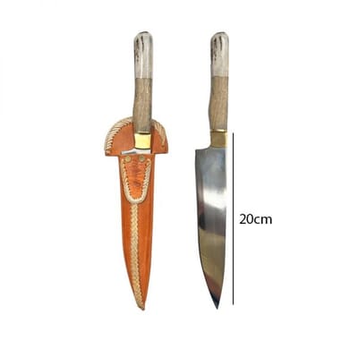 CUCHILLO 20CM ASTA DE MADERA Y VAINA DE TIENTO
