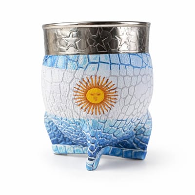 MATE IMPERIAL DE CUERO CON VIROLA DE ALPACA ARGENTINA