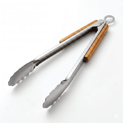 PINZA ACERO INOX CON MADERA CHICA