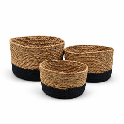 CANASTOS DE YUTE X3 NEGRO