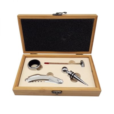 SET DE VINO BAMBOO X4
