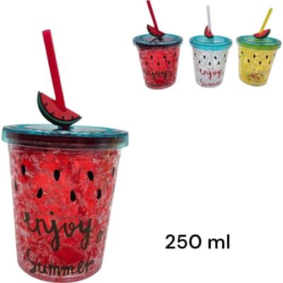 VASO GEL 350ML C/SORBETE SANDIA