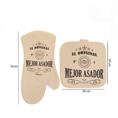 MANOPLA Y AGARRADERA TUSOR ESTAMPADO SET X 2