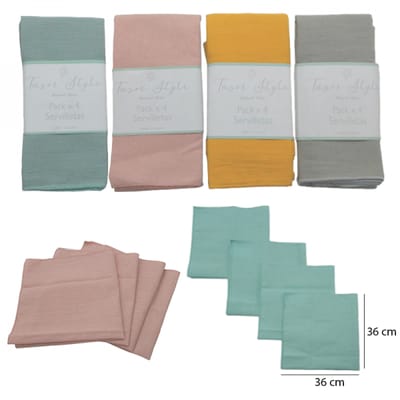 PACK X 4 SERVILLETAS TUSOR 36X36CM