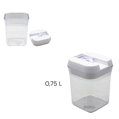 FRASCO HERMETICO CHICO 0.75 L TAPA BLANCA