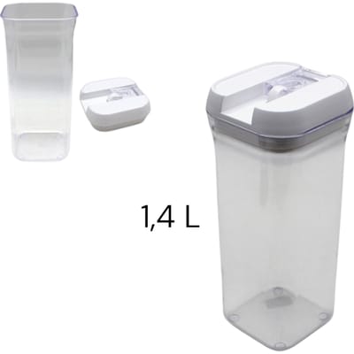 FRASCO HERMETICO GRANDE 1.4 L TAPA BLANCA